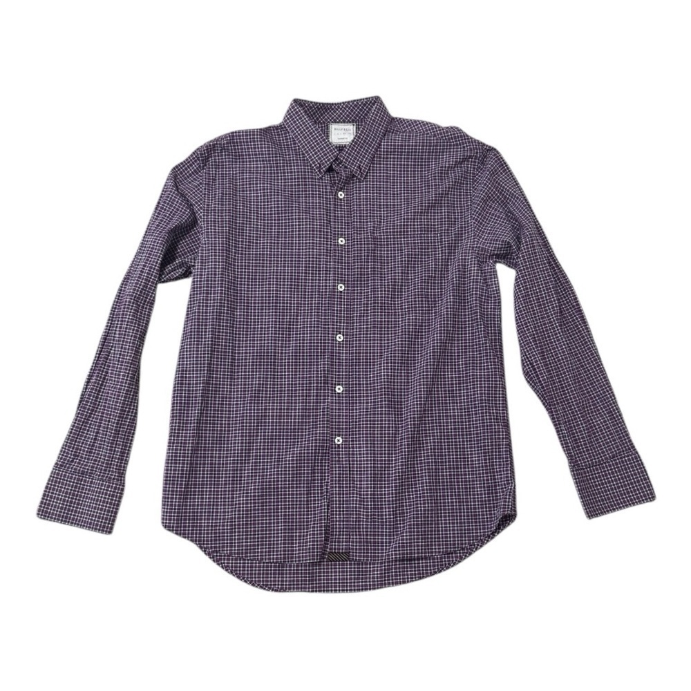 BILLY REID Purple White Plaid Checkered Button Down Shirt Dress Casual Size XL